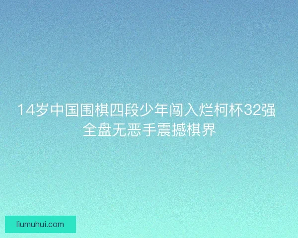 14岁中国围棋四段少年闯入烂柯杯32强 全盘无恶手震撼棋界